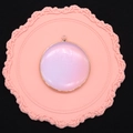 Pink natural stone round pendant with gold plated edges for DIY necklace jewelry making - Opal