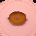 Translucente oranjebruine agaatplak connector met verzilverde rand voor DIY sieraden - 20-45mm / Oranjebruine Agaatschijf (Nr. 6)