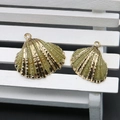 Olive green gold-plated scallop shell pendant set for DIY jewelry making and crafts - Olive Green