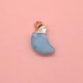 Sky blue faceted moon-shaped gemstone pendant with gold-plated metal clip for DIY jewelry - Blue Chalcedony