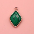 Malachite diamond-shaped gemstone pendant with rose gold plating for DIY necklace charm - 15x26mm / Malachite