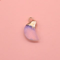 Faceted crescent moon pendant in translucent pink finish with gold plated connector - Opal