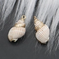 Natural conch shell pendant with gold plated rim for DIY jewelry and necklace making - Style 7