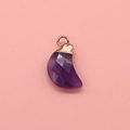 Faceted natural amethyst moon pendant with rose gold plated clasp for DIY necklaces - Purple Crystal