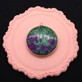 Natural Ruby in Zoisite round pendant with elegant gold plated edging for jewelry - Ruby Zoisite