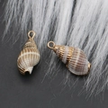 Natural sea shell pendant with gold electroplated edges and ring for DIY jewelry making - Style 8