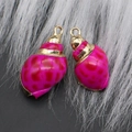 Pink shell pendants with dark spots and golden metal clasps for DIY jewelry making - Style 9