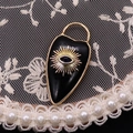 Lapis lazuli evil eye heart pendant in gold plated frame with blue crystal stone center - Black Agate