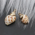 Natural sea shell spiral pendants with golden metal trim for DIY jewelry making - Style 10