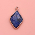 Lapis lazuli diamond-shaped pendant in rose gold finish with natural mineral flecks - 15x26mm / Lapis Lazuli