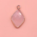 Faceted rose quartz pendant with gold electroplated edge for DIY necklace jewelry - 15x26mm / Rose Quartz