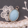 Sky blue oval faceted natural stone pendant with gold plated rim for DIY necklace - 11x19mm / Sky Blue (No. 6)