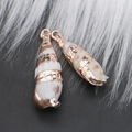 Natural shell pendant with rose gold electroplated edge and metal ring for DIY jewelry - Style 14