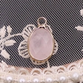 Faceted oval rose quartz pendant with gold plated metal border for DIY jewelry - 11x19mm / Rose Quartz