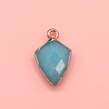 Faceted shield shape opal pendant with rose gold plated frame for DIY jewelry - Amazonite Tone (No.5) / 12x19mm