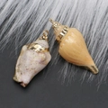Natural seashell pendants with gold plated metal hooks in cream and pink finishes - Style 19