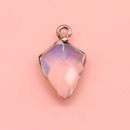 Kite-shaped opal pendant with golden metal rim and ring for DIY jewelry making - Opal / 12x19mm