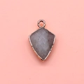 Shield-shaped grey quartz pendant with rose gold plating for DIY jewelry making - Labradorite / 12x19mm