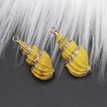 Vibrant yellow spiral sea shell pendants with gold plated metal edges for DIY jewelry - Style 26