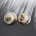 Natural white spiral shell pendants with gold plating and metal loops for DIY jewelry - Style 33