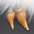 Natural conch shell pendant with gold electroplated tip and metal hook for DIY jewelry - Style 41