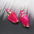 Pink natural seashell conch pendant with gold electroplated edges for DIY jewelry crafts - Style 47