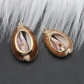 Natural cowrie shell pendants with gold electroplated edges for DIY jewelry making - Style 52