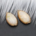 Natural conch shell pendant with elegant gold plated rim and top ring for DIY jewelry - Style 54