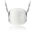 Elegant silver necklace featuring a rectangular white cat eye stone bead with silver chain - Cat's Eye/Pendant Only (Without Chain)