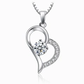 Elegante collana con ciondolo a cuore, pietra centrale in zirconia e catena veneziana - Pendente Zircone Bianco (Senza Catena) (XL0031)