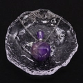 Detail of heart-shaped purple crystal perfume bottle pendant with silver chain necklace - Purple Crystal