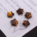 Macro detail of five-pointed star tiger eye stone beads with natural texture and center holes - Tiger's Eye