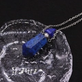 Hexagonal Lapis Lazuli crystal perfume bottle pendant necklace with silver chain - Lapis Lazuli