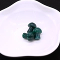 Detailed view of three green mushroom dragon vein agate beads with drill holes for DIY crafts - Dark Green