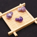 Polished natural amethyst crystal mushroom figurines with unique white ice crack textures - Purple Crystal