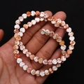 Close-up of heart-shaped natural stone beads with marble textures for DIY jewelry making - Red-Brown Marble Pattern Style (No. 2) / 6x6mm, 15g