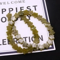 Macro view of five-petal flower natural stone loose beads with green marble texture - 10x10x4mm / No.1 (Green Yellow)