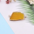 Onregelmatige gele agaat schijf connector met gouden randen voor DIY sieraden maken - Geel (Nr.6)