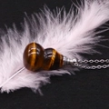 Tigerauge-Stein Anhänger in Flaschenform für ätherische Öle mit einer Silberkette - Flaschenkürbis Ätherisches Öl Anhänger / Tigerauge
