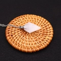 Elegant rose quartz hexagonal perfume bottle pendant necklace with silver metal chain - White Crystal
