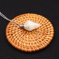 Natural clear crystal hexagonal prism perfume bottle necklace with silver metal chain - Citrine