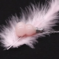 Collana con boccetta di olio essenziale in quarzo rosa a forma di zucca e catena argento - Pendaglio Zucca Olio Essenziale / Quarzo rosa