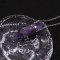 Natural amethyst hexagonal prism perfume bottle necklace with silver metal chain - Purple Crystal