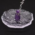 Pendentif bouteille d'huile essentielle en améthyste violette avec chaîne argentée fine - Améthyste