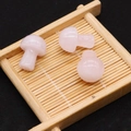 Three mushroom shaped natural rose quartz gemstones for home decor and DIY crafts - Rose Quartz