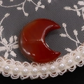 Polished Red Agate crescent moon stone for DIY jewelry and decorative display - 25x30mm, 8mm Thickness / Red Agate