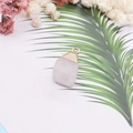 Natural raw pink crystal stone pendant with golden plated edge and bail connector - White (No.7)