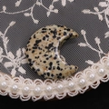 Polished Dalmatian Jasper crescent moon stone for DIY jewelry making and decor - 25x30mm, 8mm Thickness / Dalmatian Jasper