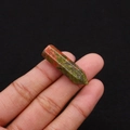 Single hexagonal Unakite crystal point pillar with green and orange patterns - 8x33mm / Unakite