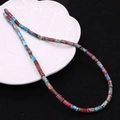 Detail view of multi-color 4x8mm cylindrical stone beads for DIY jewelry making - 4x8mm / Antique Mixed (No.15)